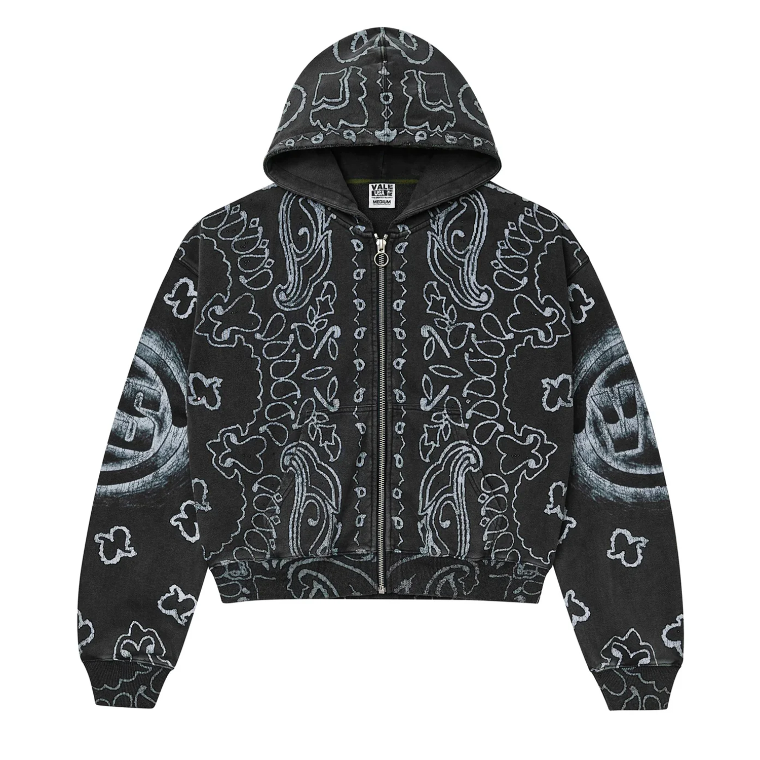 【U LAN】Flag print hoodie zip-up American Made Flag Navy Full Zip-Up Hoodie - Oscar Mike Apparel
