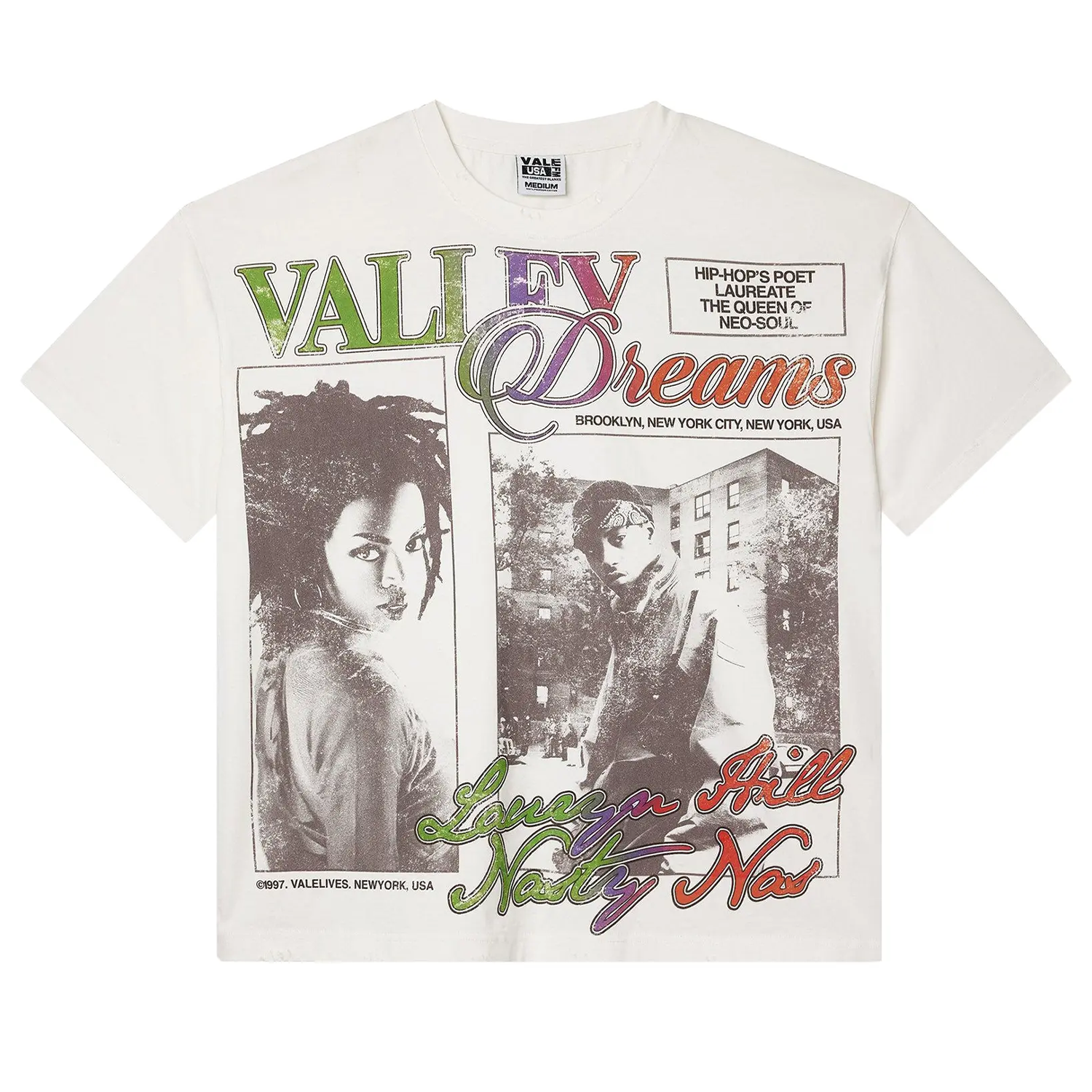 VALE FOREVER T Shirts ヴィンテージ Tシャツ POETRY TEE NAS Vale Forever Poetry Tee Vintage White – PIECES