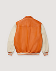 Sp5der Worldwide Leather Varsity Jacket Orange