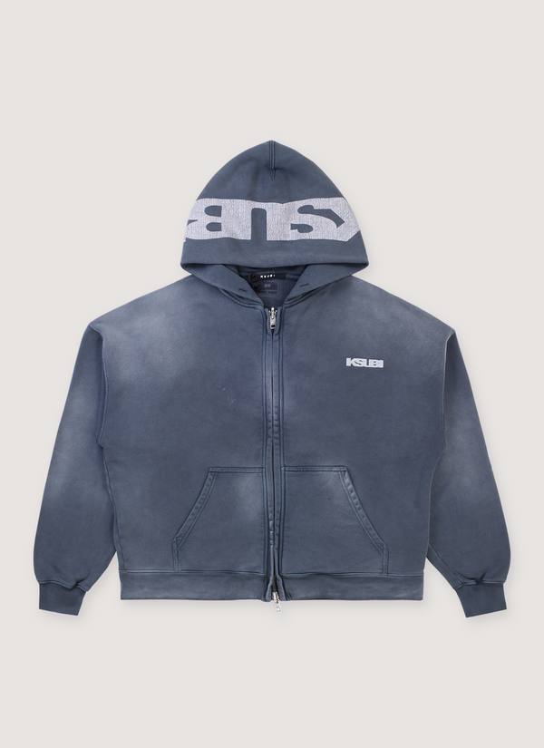 Ksubi Ace Ekcess Zip Thru Sweatshirt Black Fade hoodie front view Ace Ekcess Zip Thru Sweatshirt Black Fade - Authenticated Sweatshirts | Pieces Los Angeles