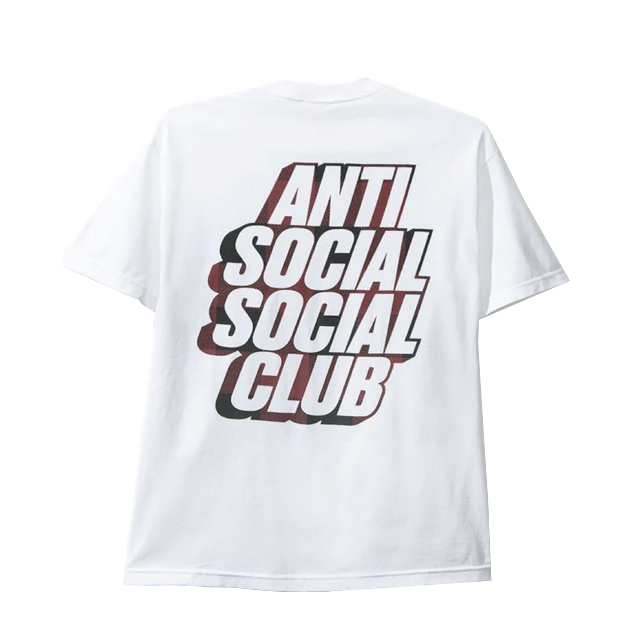 Anti Social Social Club Blocked Tee White Plaid Red