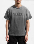 Pieces Stencil Tee Washed Grey