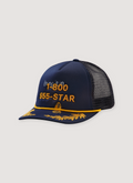Paly Hollywood 555-Star Trucker Hat Navy mesh front view with gold details Paly Hollywood 555-Star Trucker Hat Navy - Image 1 | Authenticated at Pieces Los Angeles