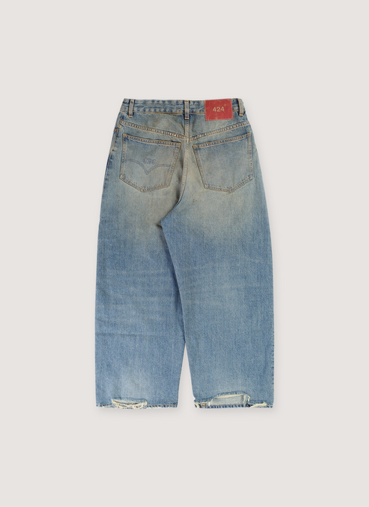 424 on Fairfax Big Daddy Denim Pants Dirtied Indigo