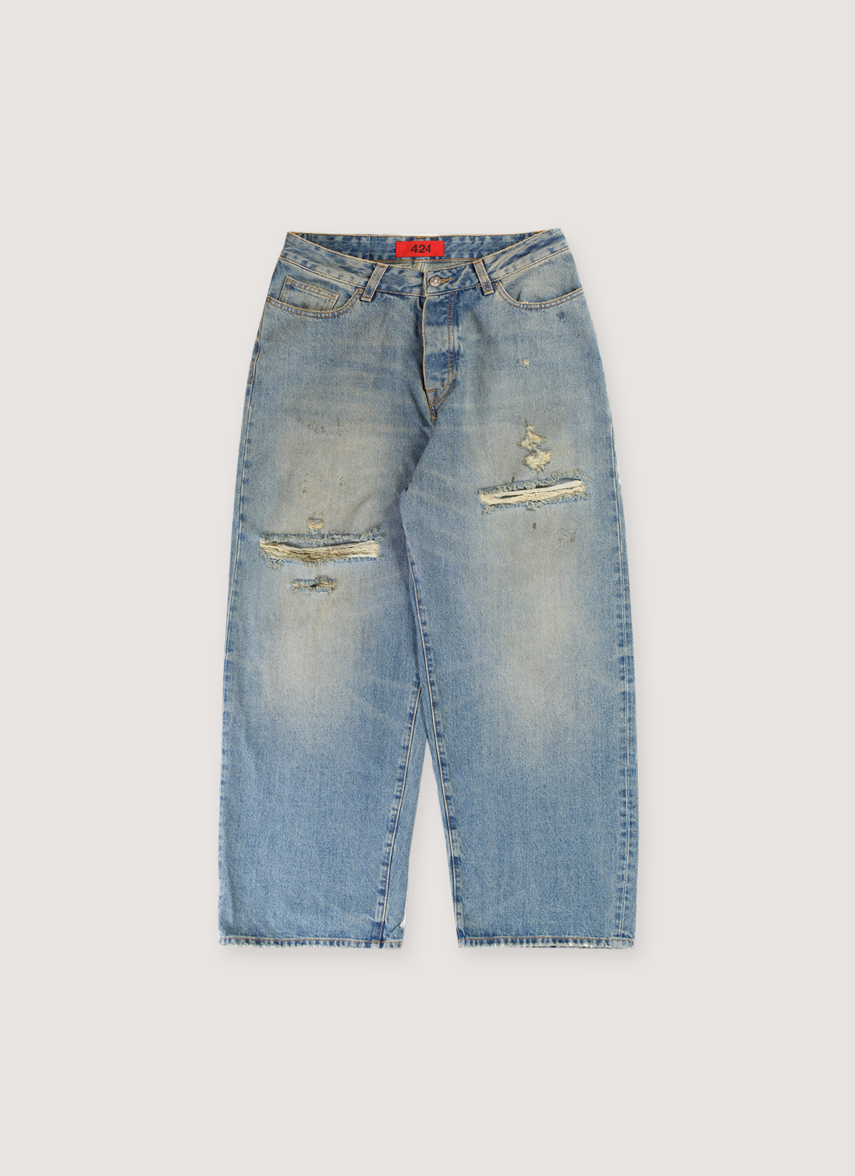 424 on Fairfax Big Daddy Denim Pants Dirtied Indigo