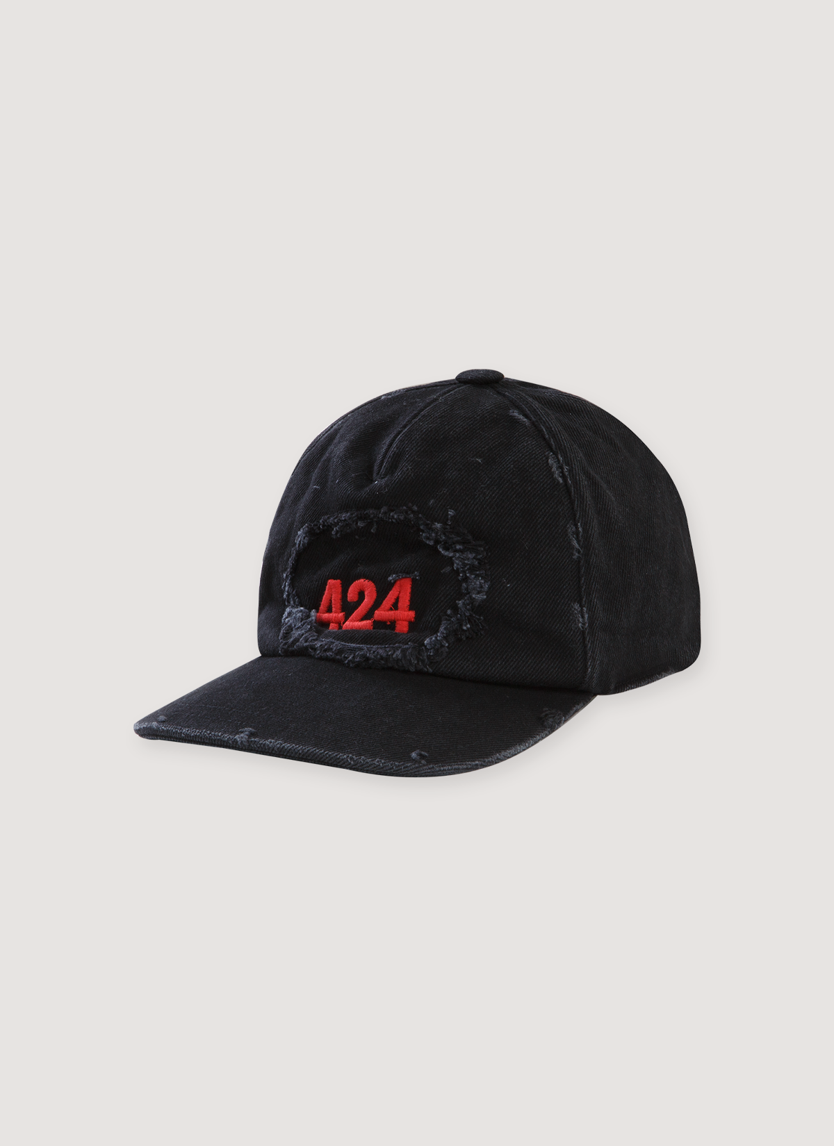 424 on Fairfax Distressed Denim Baseball Cap Black