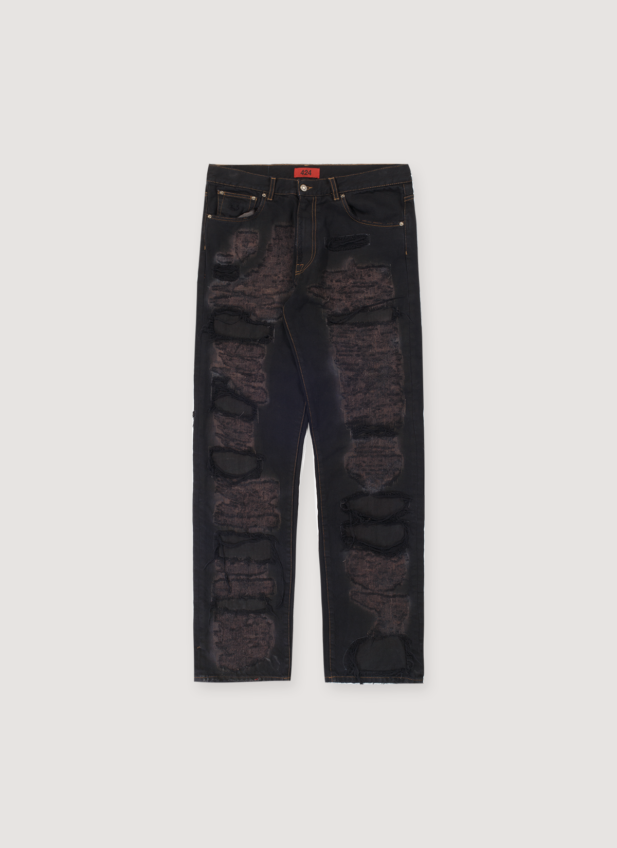424 on Fairfax Repaired Loose Denim Black
