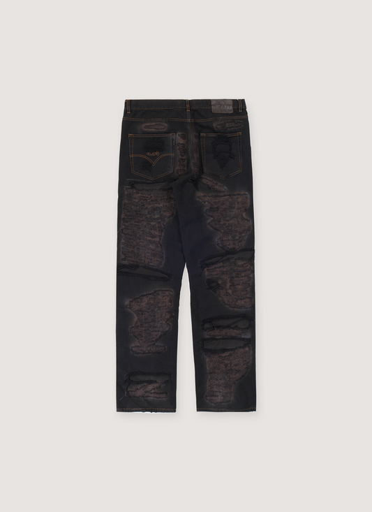424 on Fairfax Repaired Loose Denim Black