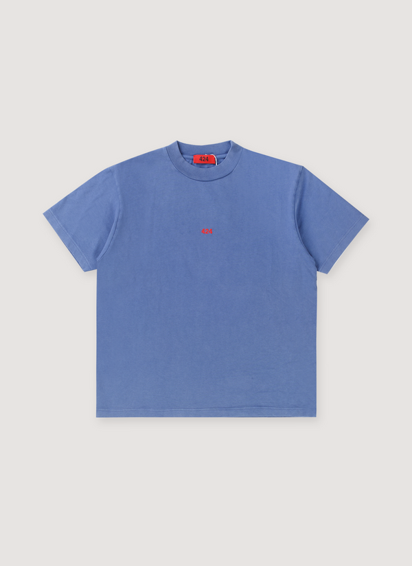 424 on Fairfax Embroidered Logo Tee Blue Embroidered Logo Tee Blue - Authenticated T-shirts | Pieces Los Angeles