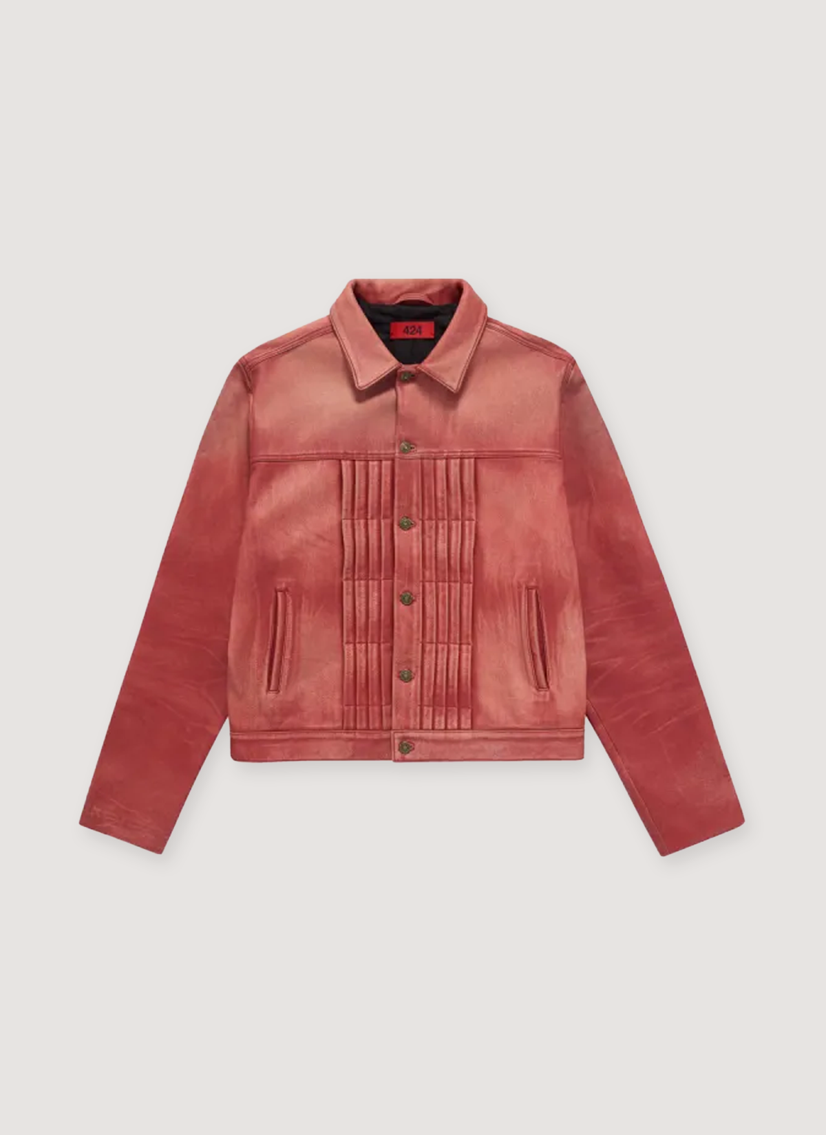 424 on Fairfax Leather Trucker Jacket Red