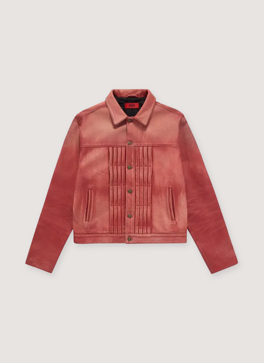 424 on Fairfax Leather Trucker Jacket Red