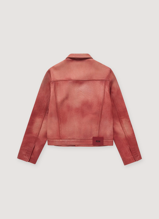 424 on Fairfax Leather Trucker Jacket Red