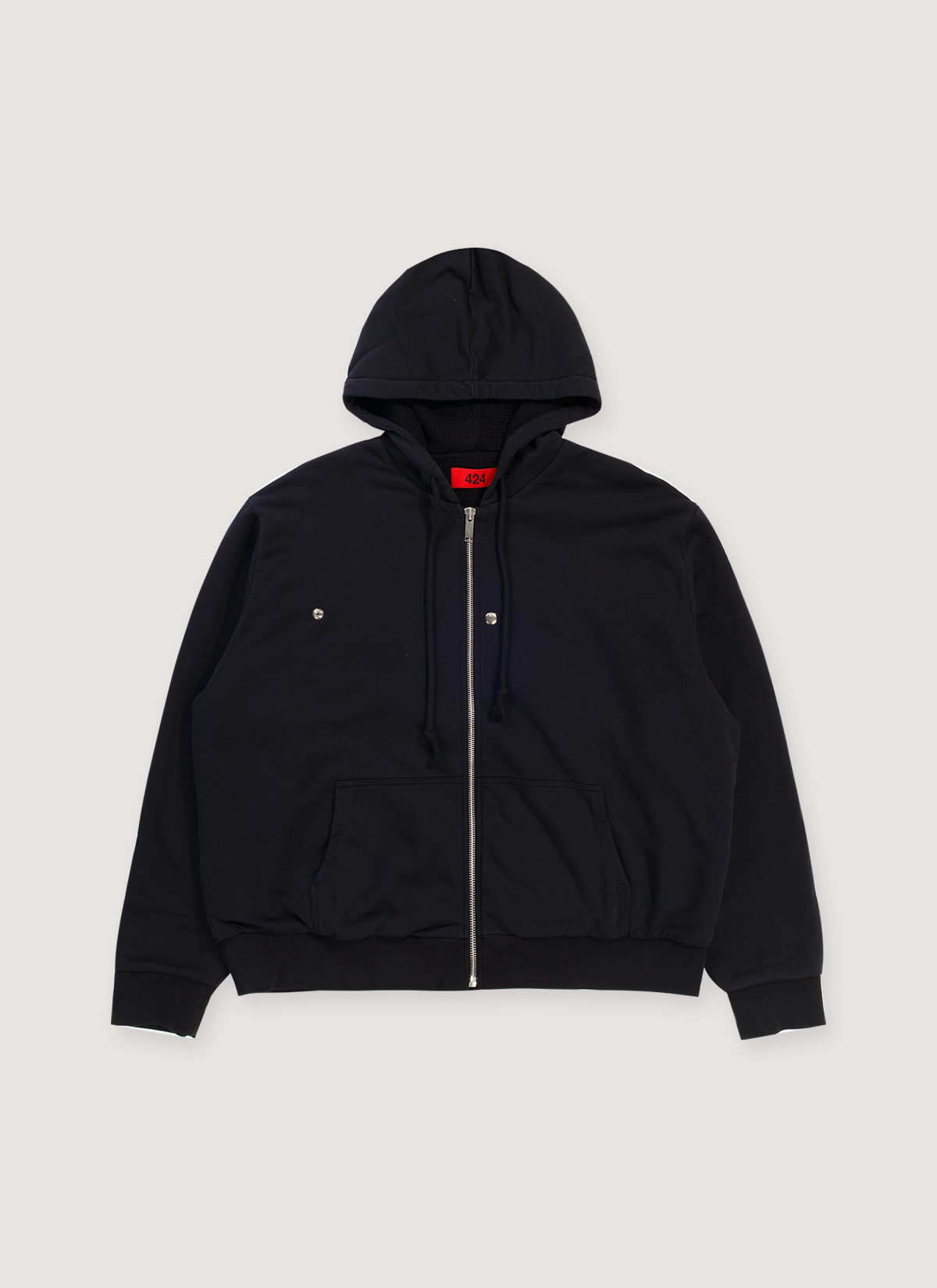 424 on Fairfax Wrap Thermal Zip Sweatshirt Black