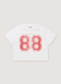 Neaux Doubt 88 Mesh Jersey White Red with reinforced cover seam finish, round neck self trim, screen printed logos, odor resistant, front view Neaux Doubt 88 Mesh Jersey White Red - Image 1 | Authenticated at Pieces Los Angeles