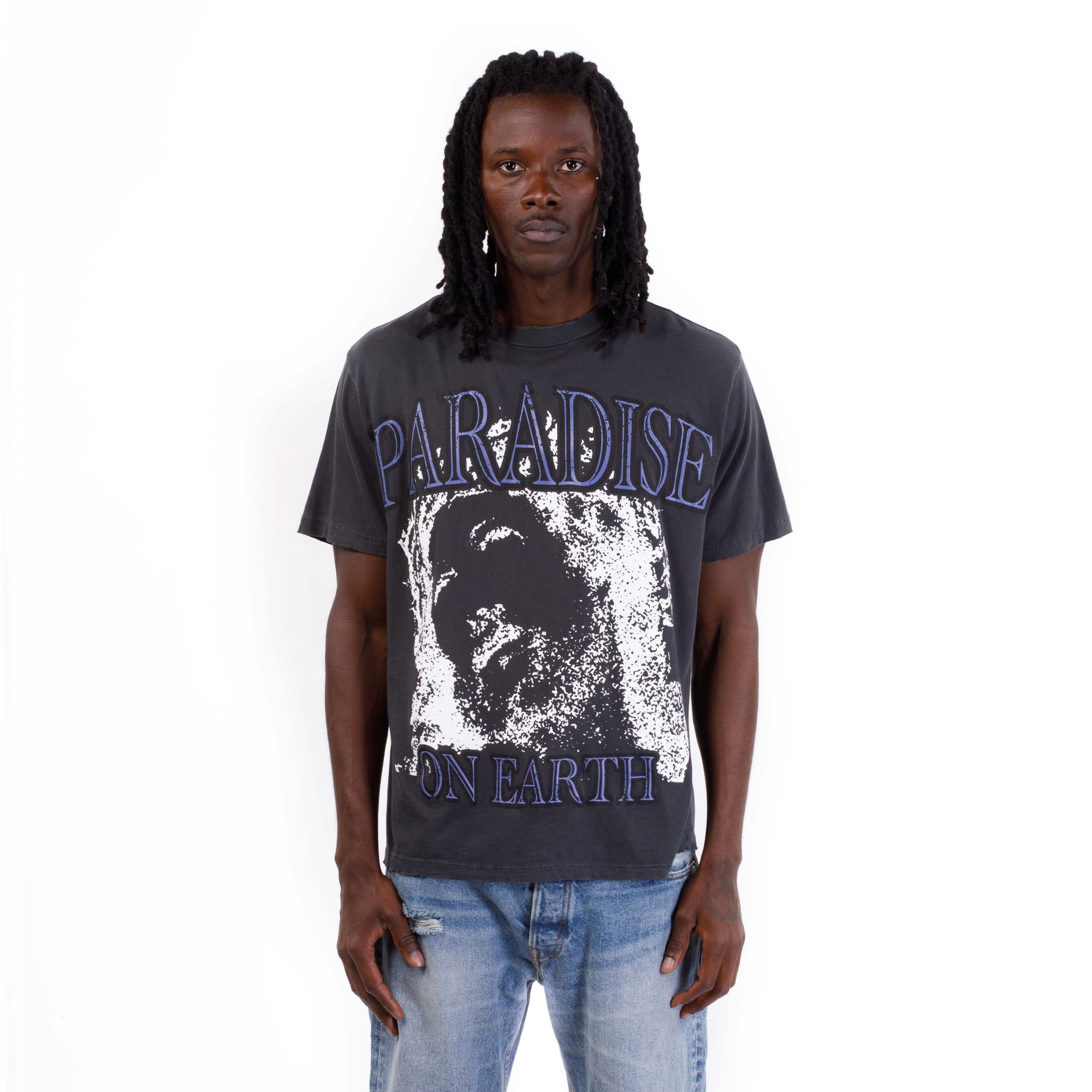 Pieces Paradise on Earth Tee Washed Black