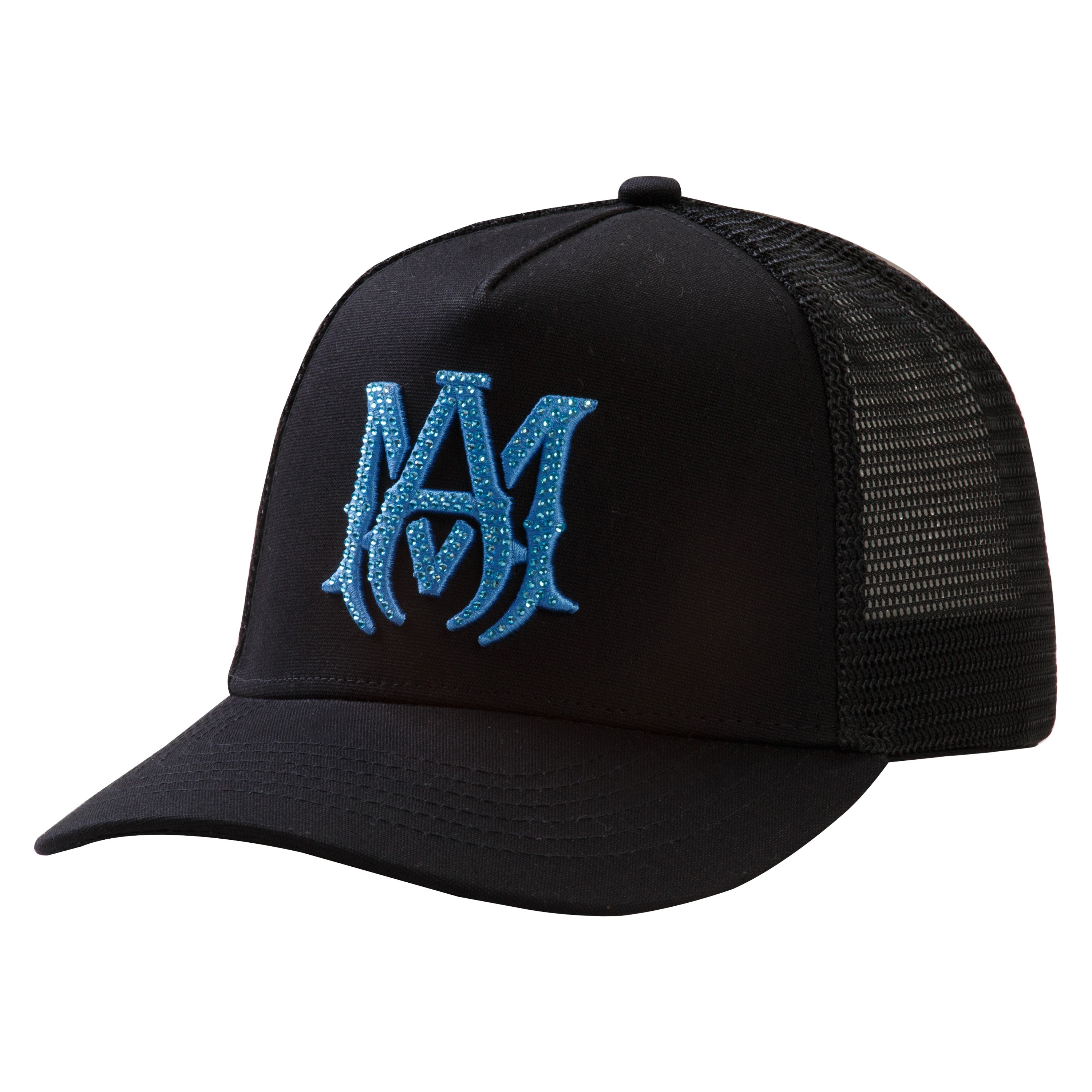 3*y様 国内タグ付 AMIRI MA TRUCKER ベイビーブルー トラッカ Amiri MA Crystal Trucker Hat Black Baby Blue – PIECES