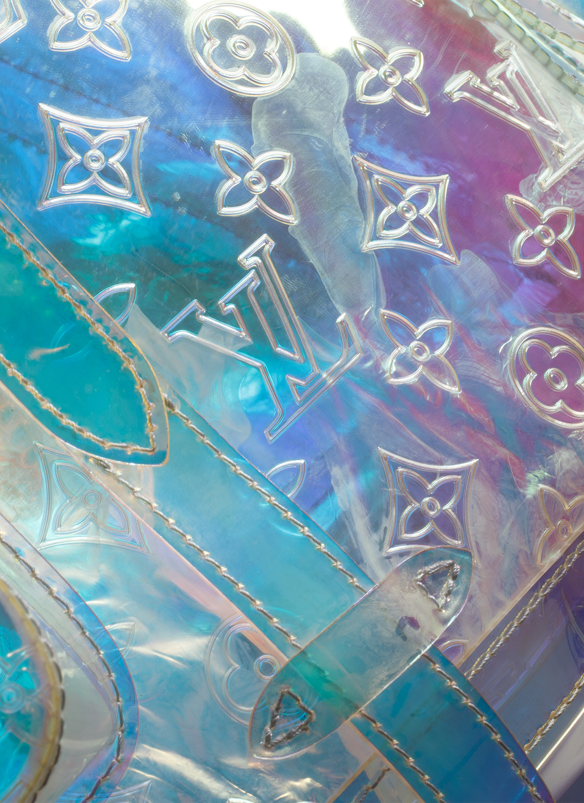 Louis Vuitton Christopher Backpack GM Monogram Prism pre-owned close up shot of logo details