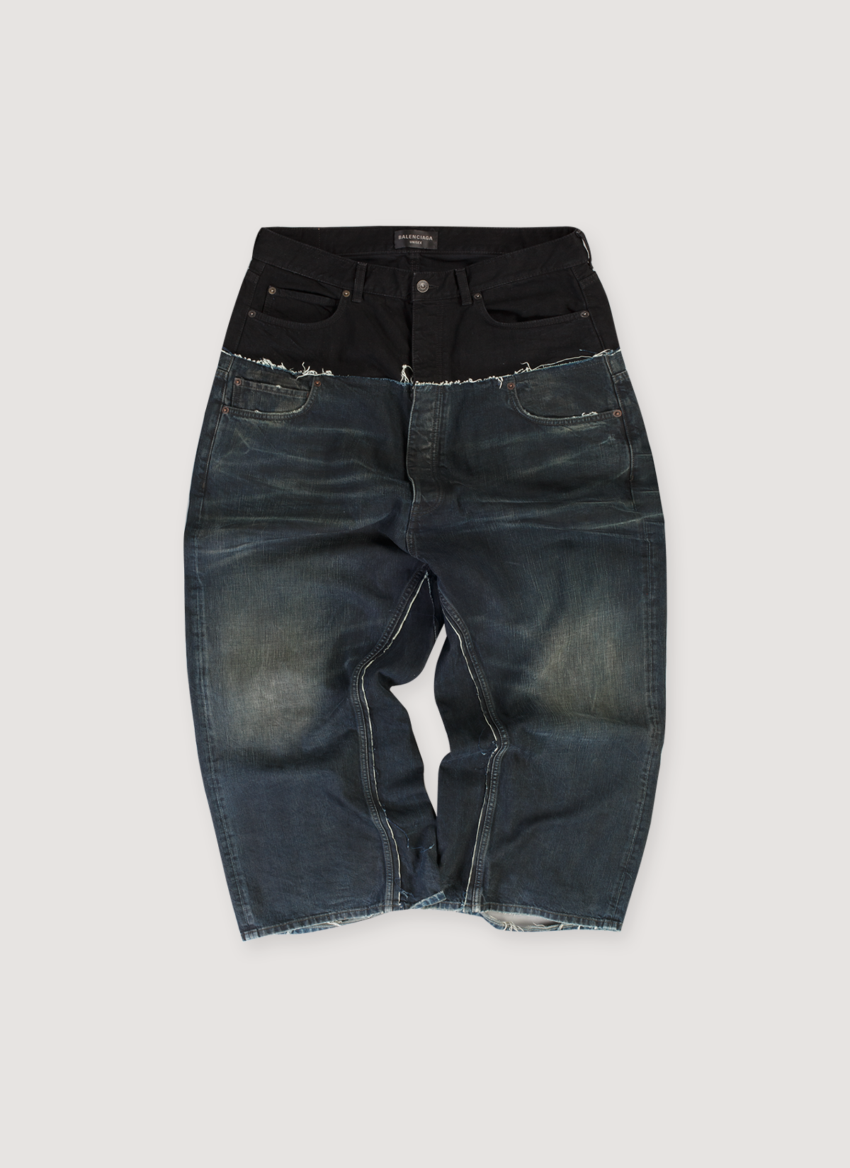 Balenciaga Baggy Cut Up Jeans Indigo Black (Pre-Owned)