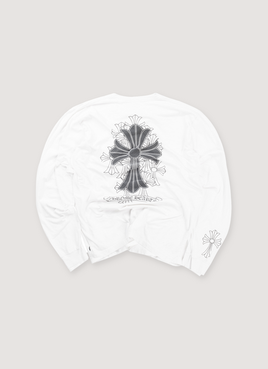 Chrome Hearts Cemetery Cross Scroll Longsleeve White (Pre-Owned)