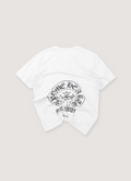 Chrome Hearts Malibu Horseshoe Tee Shirt White (Pre-Owned) with screen printed large black horseshoe graphic, back view Chrome Hearts Malibu Horseshoe Tee White (Pre-Owned) - Image 2 | Authenticated at Pieces Los Angeles