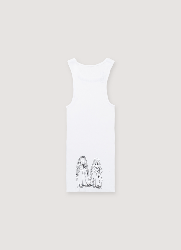 Chrome Hearts NYFW Tank Top White with printed logo of 2 girls NYFW Tank White - Authenticated Sleeveless | Pieces Los Angeles