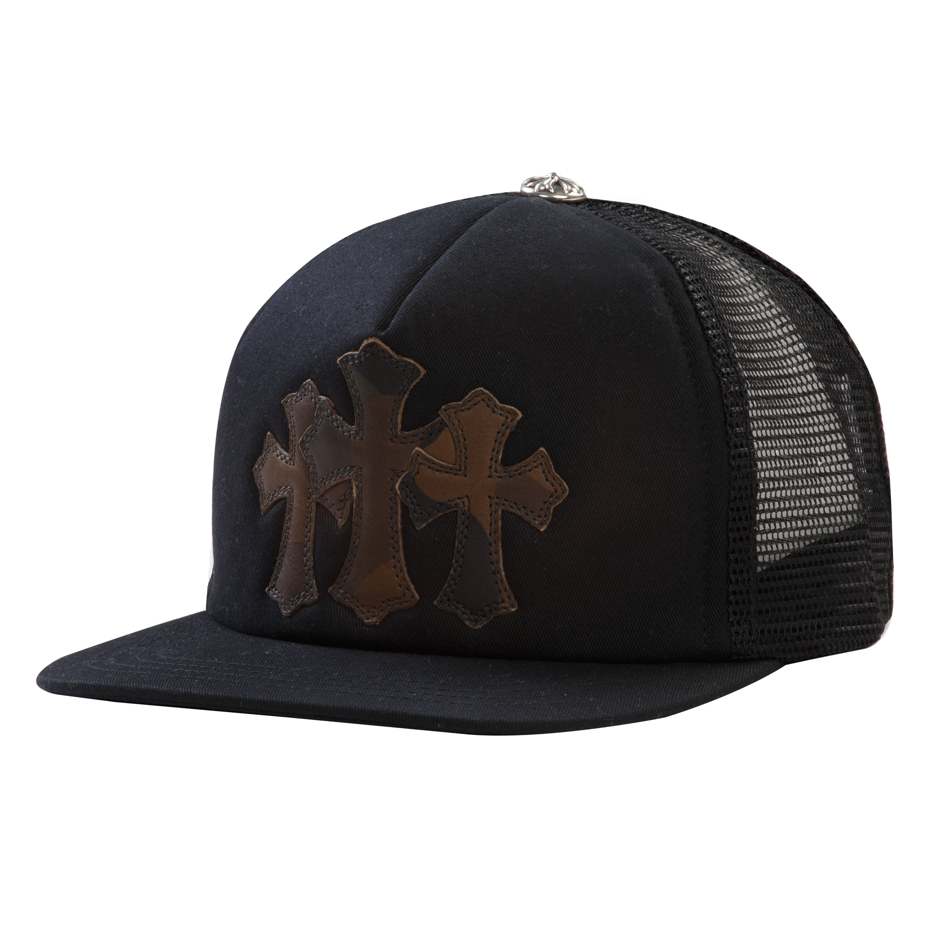 帽子 Chrome Hearts Cemetery Trucker Hat Black Chrome Hearts Black Leather Cemetery Cross Patch Trucker Hat