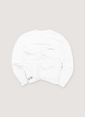 Chrome Hearts Cemetery Cross Scroll Longsleeve White (Pre-Owned) with front chest pocket, ribbed cuffs, front view Chrome Hearts Cemetery Cross Scroll Longsleeve White (Pre-Owned) - Image 1 | Authenticated at Pieces Los Angeles