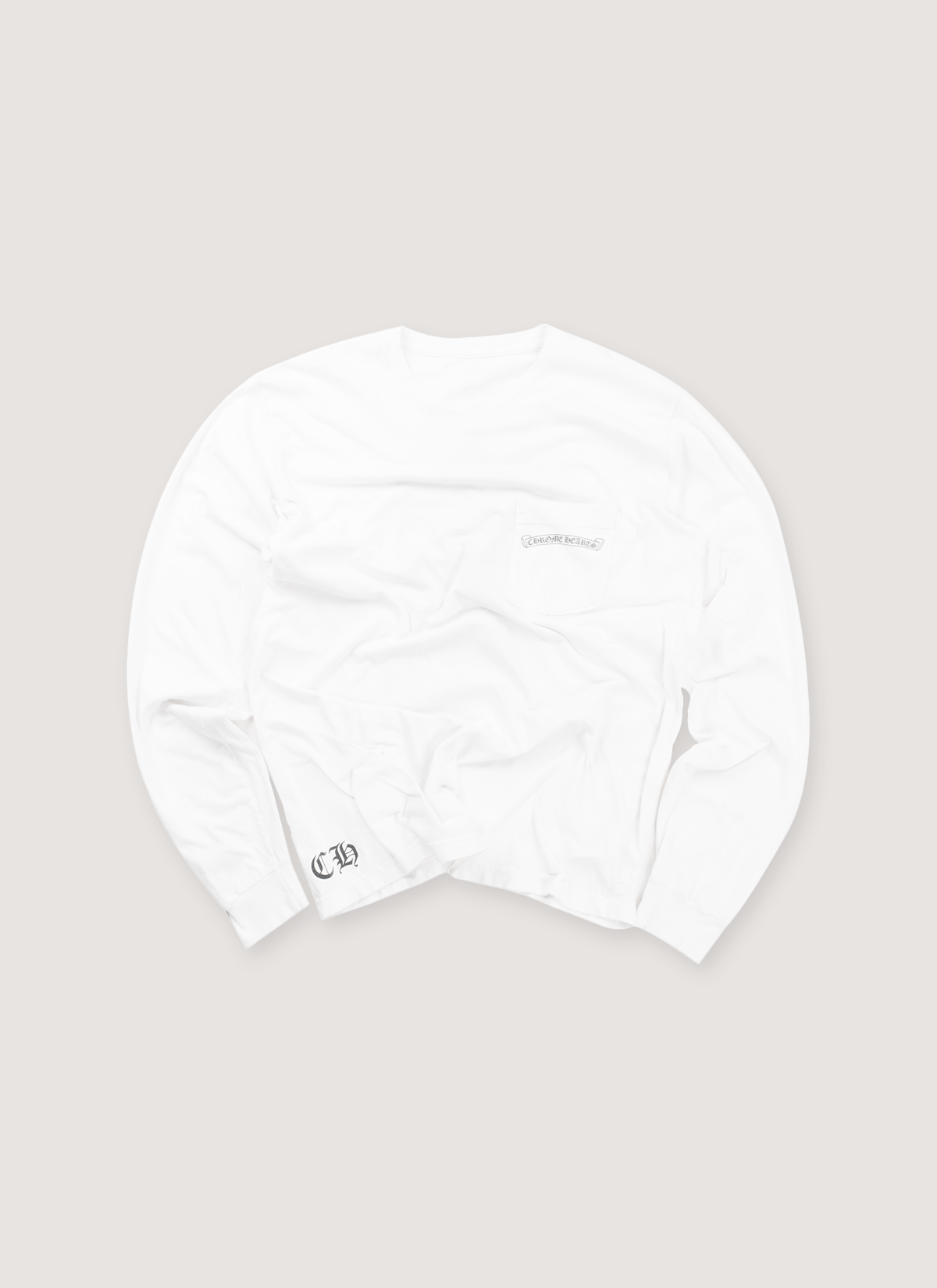 Chrome Hearts Cemetery Cross Scroll Longsleeve White (Pre-Owned)