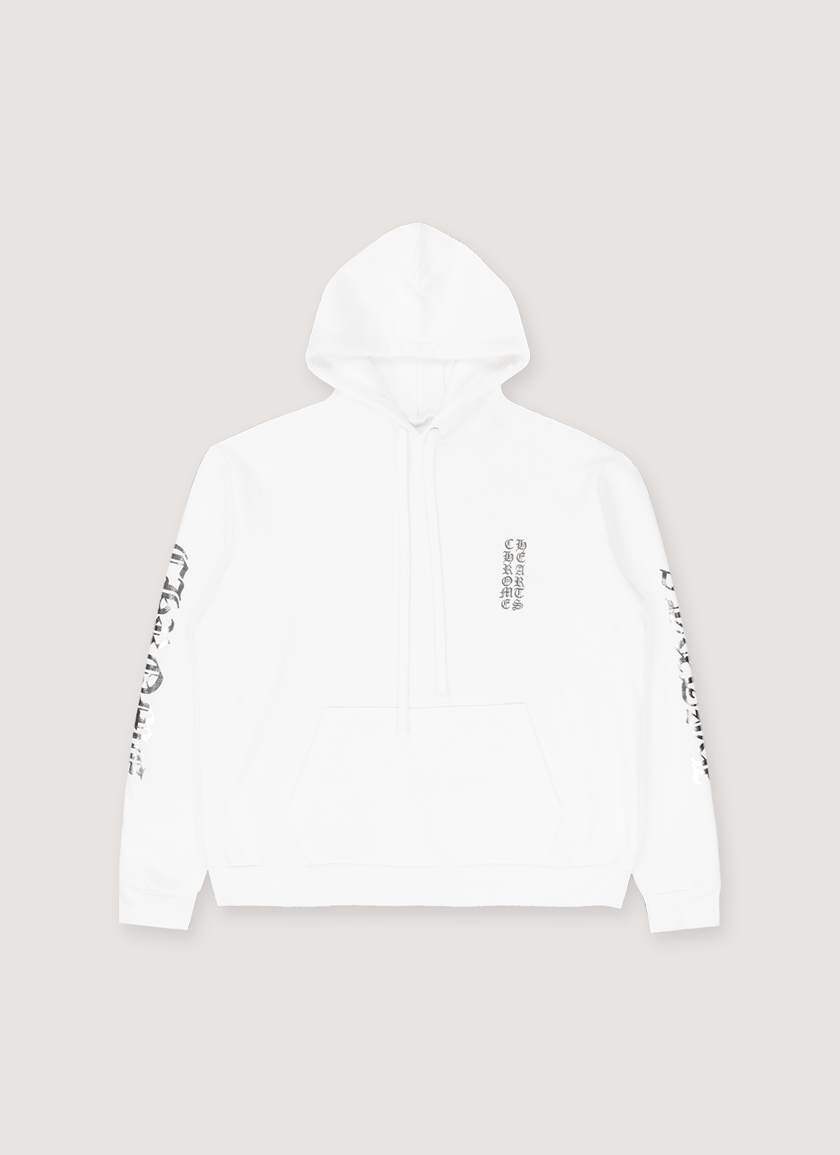 Chrome Hearts Silver Metallic Vertical Logo Sweatshirt White