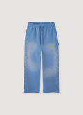 Happy Memories Don't Die HMDD Crystal faded Sweatpants Powder Blue Sweatpants with rhinestones, front view HMDD Crystal Sweatpants Powder Blue - Image 1 | Authenticated at Pieces Los Angeles