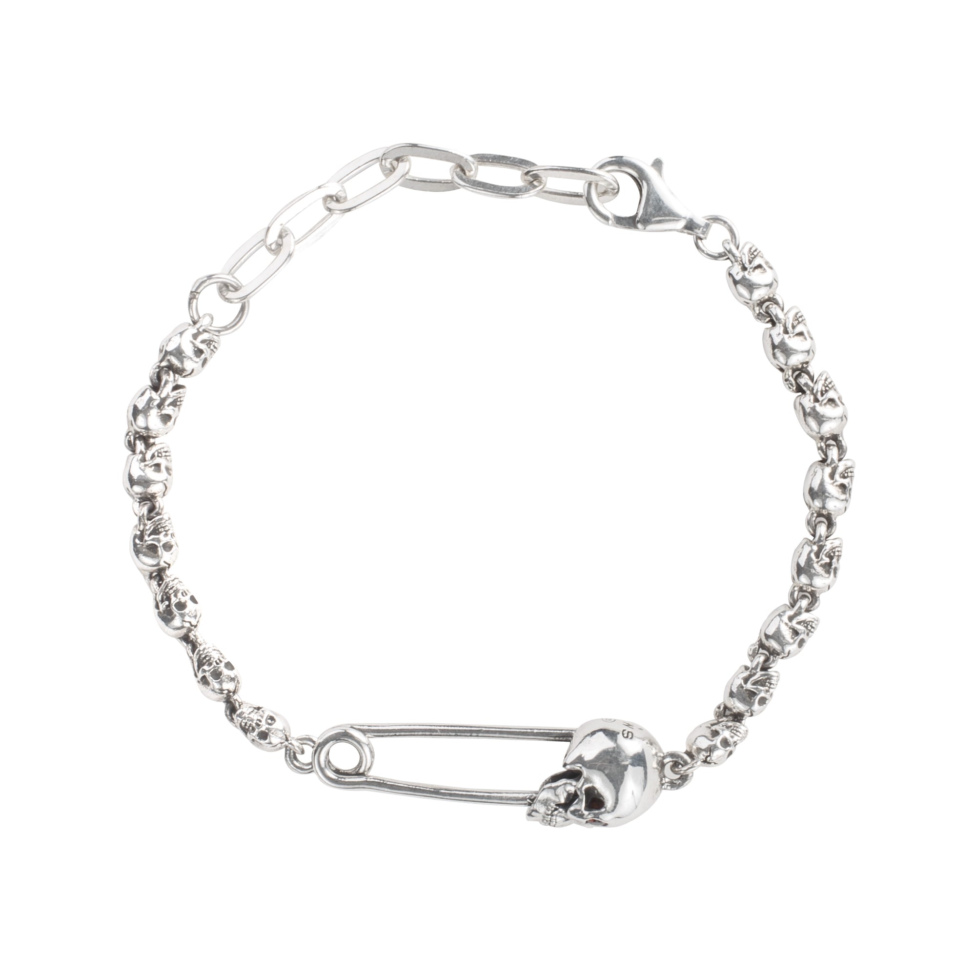 For Those Who Sin Skull Pin Bracelet Silver