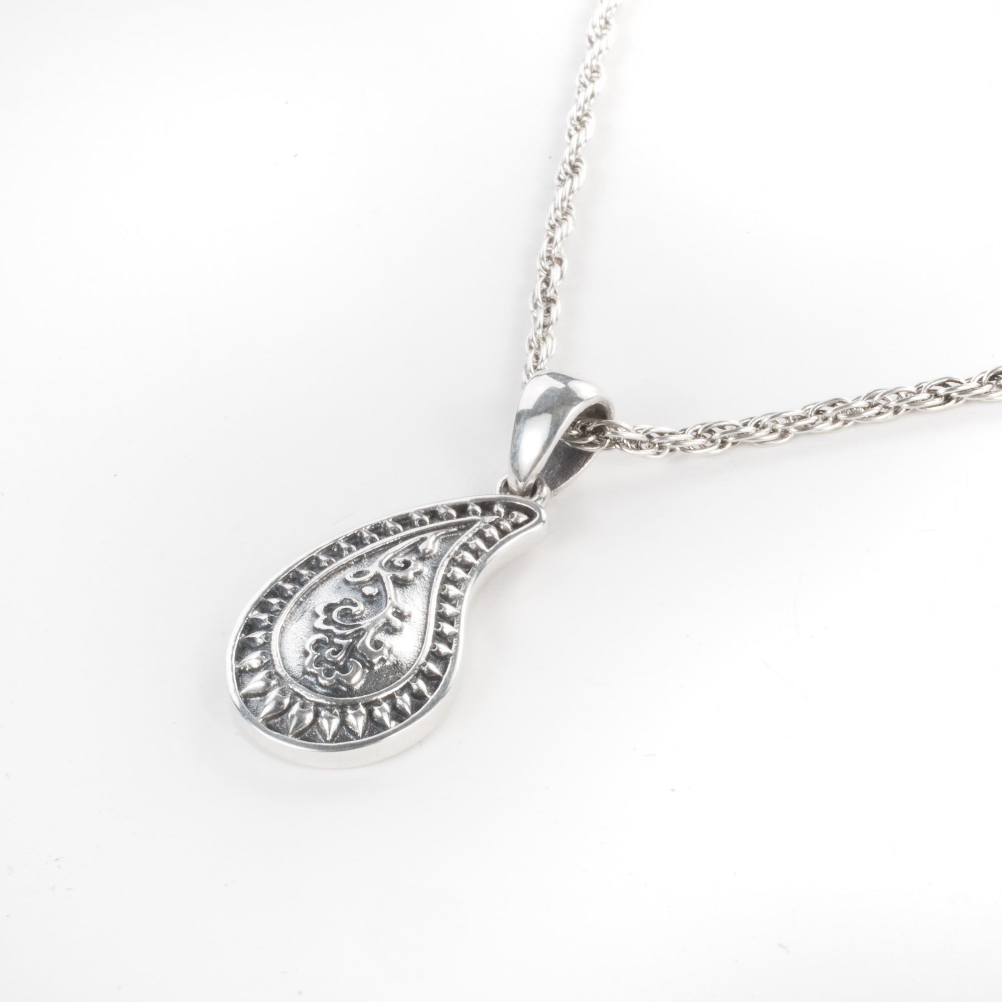 For Those Who Sin Paisley Charm Necklace Silver