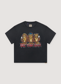 Gallery Dept. See No Evil Tee Shirt Vintage Black with vintage wash and fade, distressed faded print logo of 3 monkeys, relaxed 90's fit, front view Gallery Dept. See No Evil Tee Vintage Black - Image 1 | Authenticated at Pieces Los Angeles