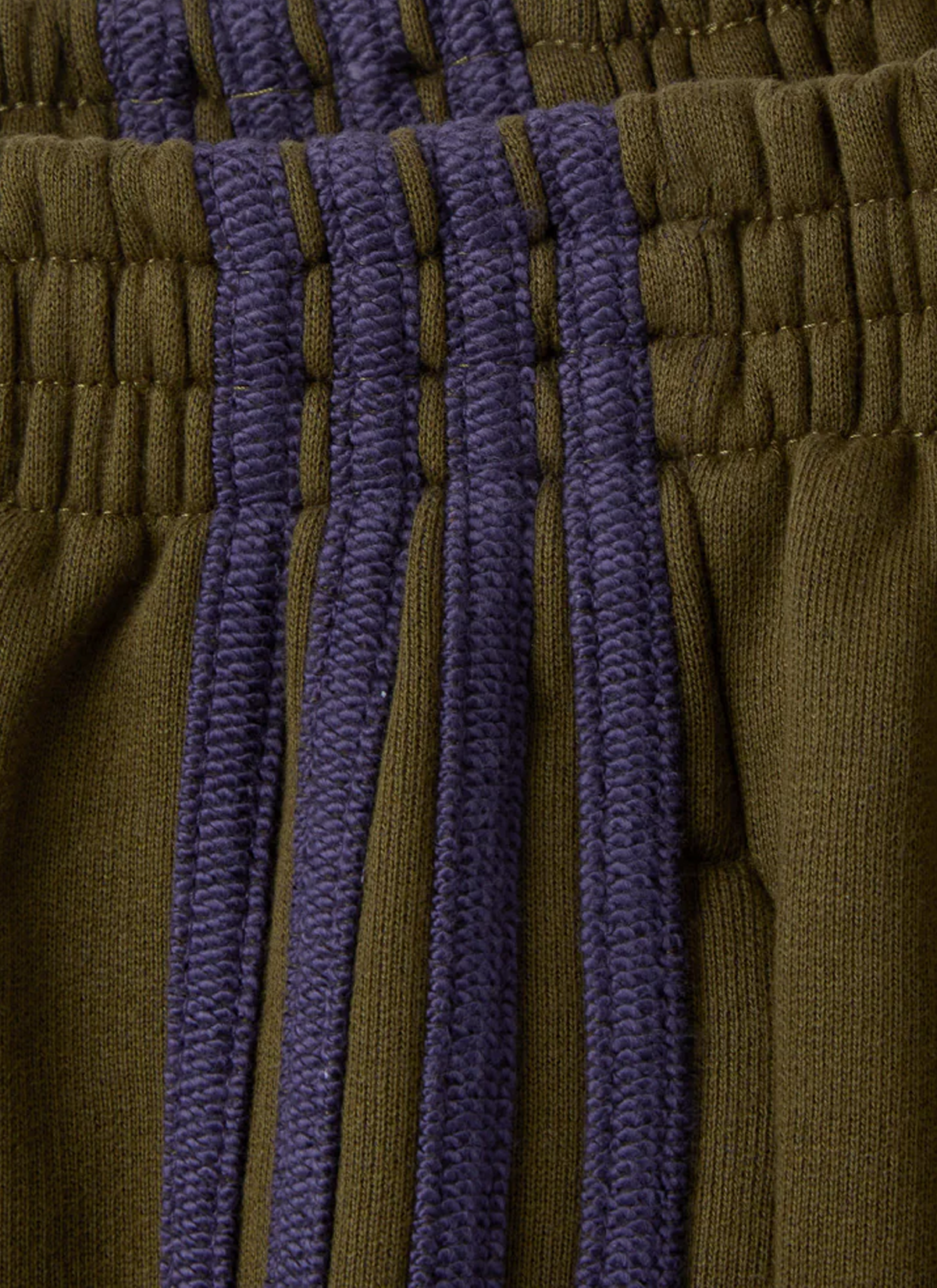 GV Gallery V2 Baggies Shorts Olive Purple long shorts, close up view of the lines that run down the sides of the shorts GV Gallery V2 Baggies Shorts Olive Purple - Image 3 | Authenticated at Pieces Los Angeles