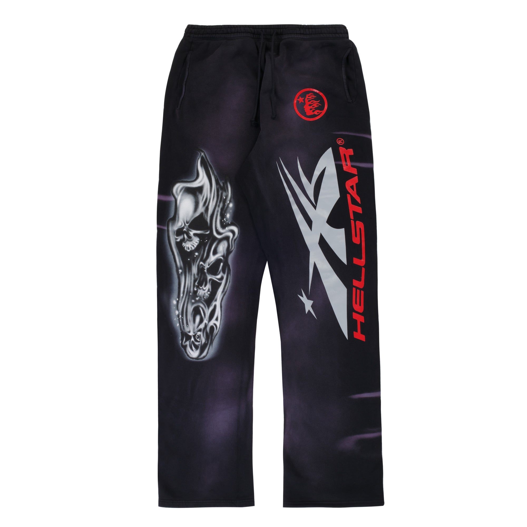 Hellstar Airbrushed Sweatpants (Open Leg) Washed Black