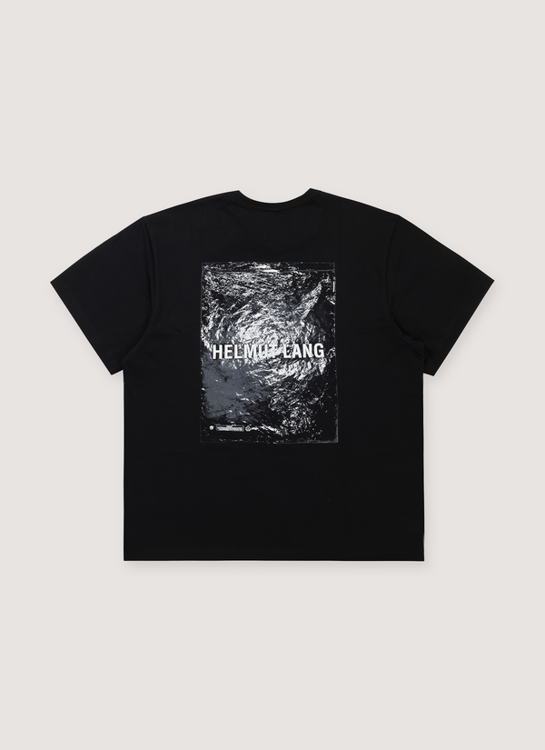 Helmut Lang Plastic Tee Shirt Black with HL front logo, poly back printed back, back view Plastic Tee Black - Authenticated T-shirts | Pieces Los Angeles
