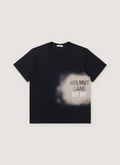Helmut Lang Spray Relaxed Tee Shirt Black, short sleeve fit, ribbed collar, printed spray paint stencil logo, front view Helmut Lang Spray Relaxed Tee Black - Image 1 | Authenticated at Pieces Los Angeles