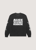 Alice Hollywood Headache Longsleeve Black with white printed logos on sleeves and shirt, front view Alice Hollywood Headache Longsleeve Black - Image 1 | Authenticated at Pieces Los Angeles