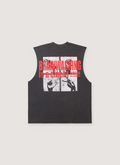Pieces Influence Cut Off Vintage faded Black tank top with graphic and text back view Pieces Influence Cut Off Vintage Black - Image 2 | Authenticated at Pieces Los Angeles