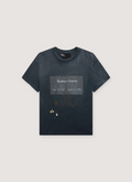 Paly Hollywood Memorial Tee Shirt Vintage Black, cotton Japanese jersey vintage wash, dirty, with static box logo gaphic, front view Paly Hollywood Memorial Tee Vintage Black - Image 1 | Authenticated at Pieces Los Angeles