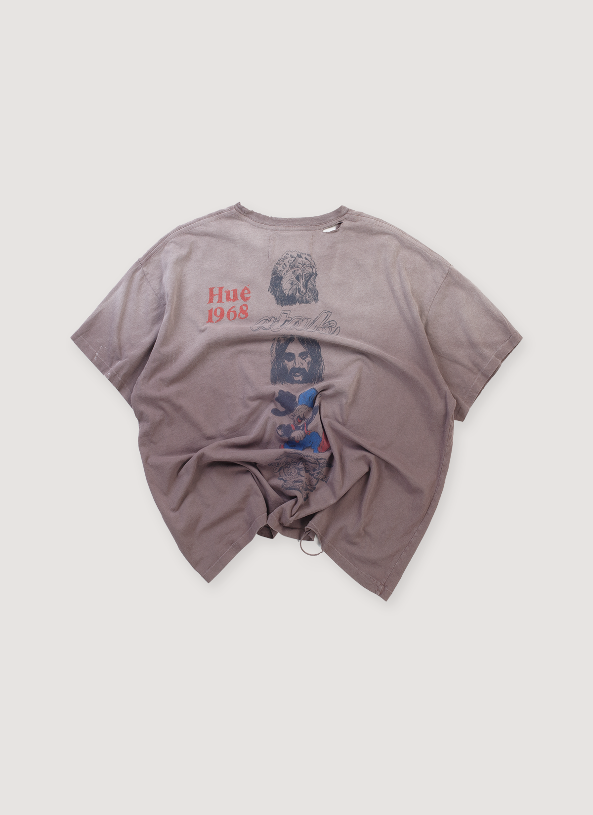 Paly Hollywood You Are Not Alone Tee Shirt Vintage Black (Pre-Owned) with vintage fade, printed logos, hand drawn artwork, hand distressed details, back view