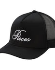 Pieces Cursive Logo Trucker Hat Black