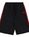 Pieces Elongated Mesh Shorts Black Red