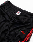 Pieces Elongated Mesh Shorts Black Red