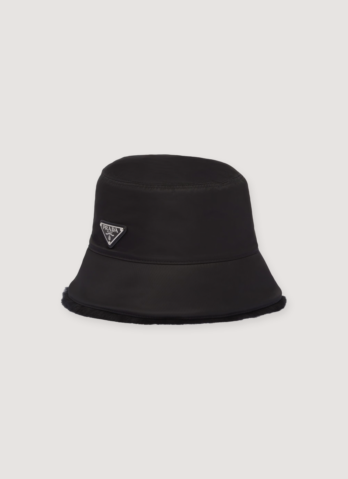 Prada Re-Nylon Fur Lined Bucket Hat Black
