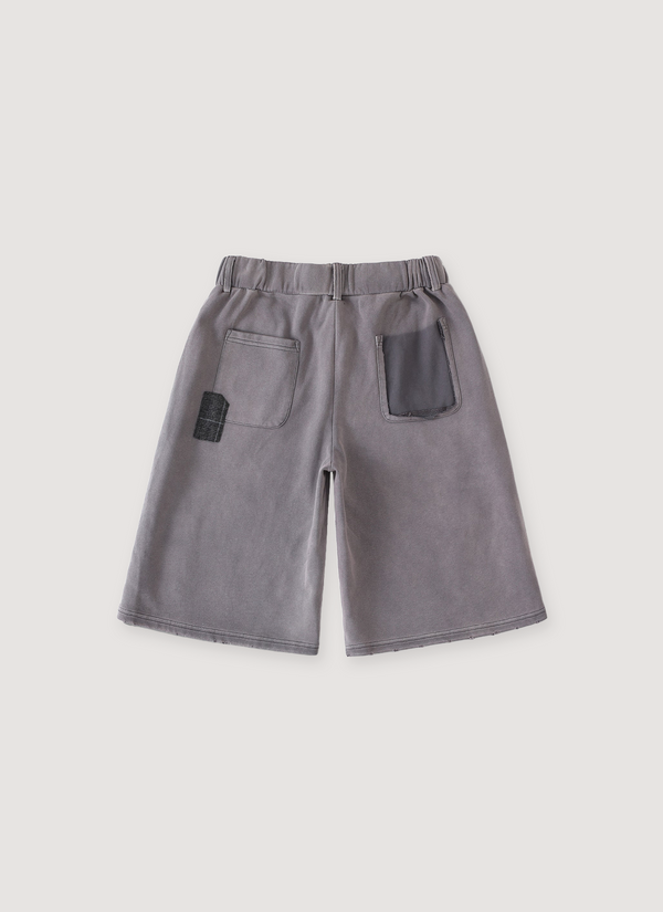 Richill Melancholy Patchwork Sweatshorts Washed Grey alternate view - Shop at Pieces Los Angeles