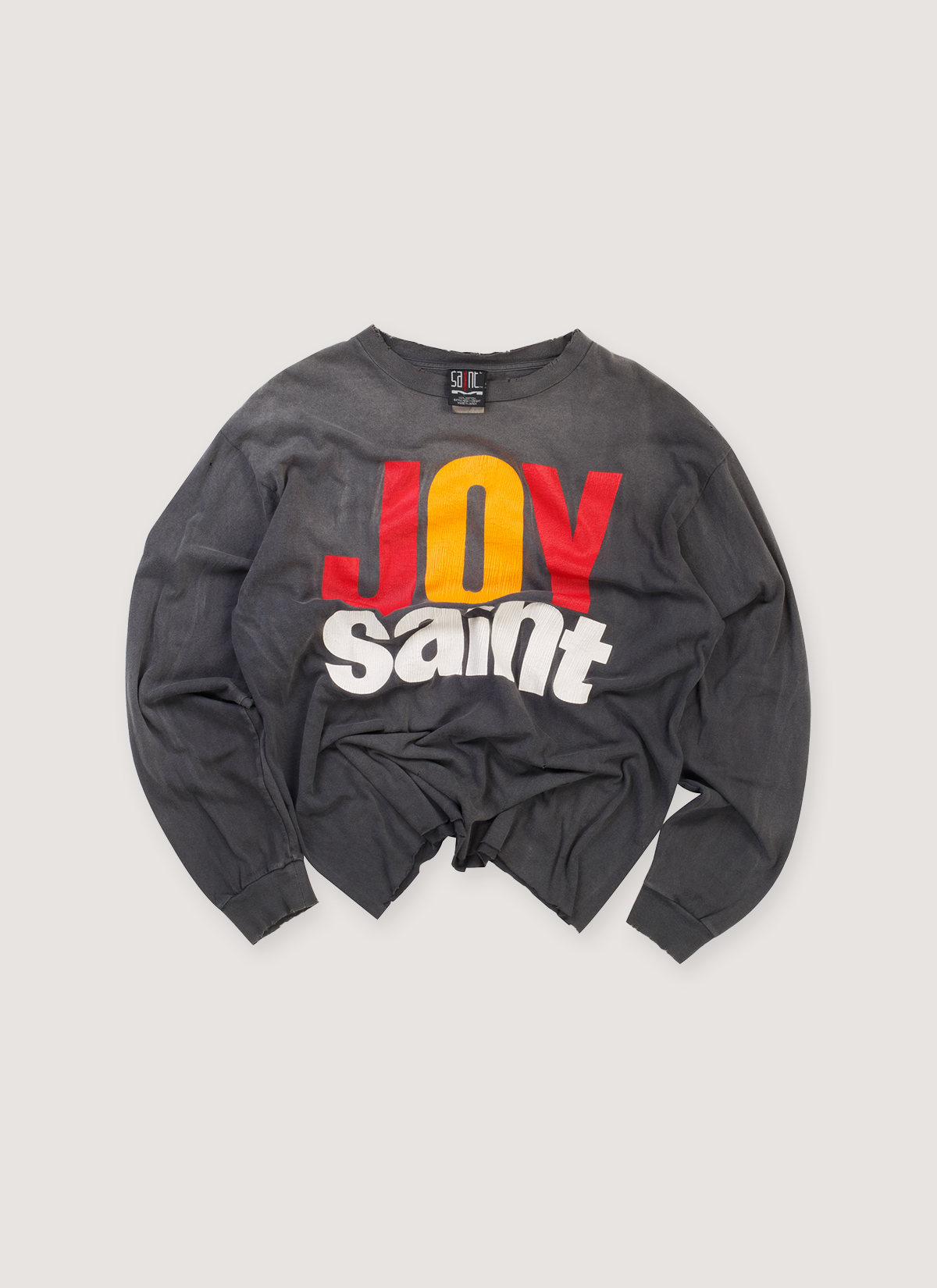 Saint Michael Joy Saint Longsleeve Vintage Black (Pre-Owned), vintage washed, printed logos, distressed details, front view