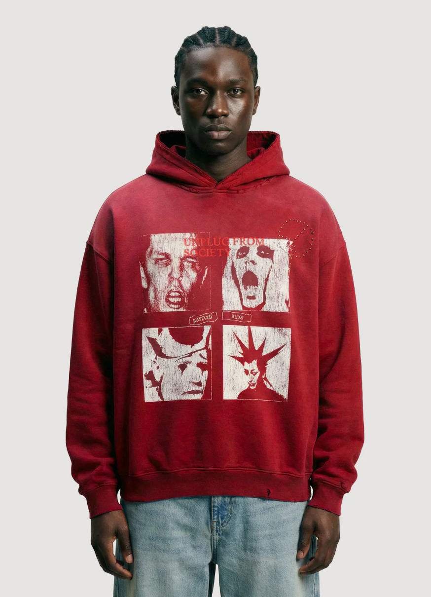 Boredom Kills Unplug Sweatshirt Red
