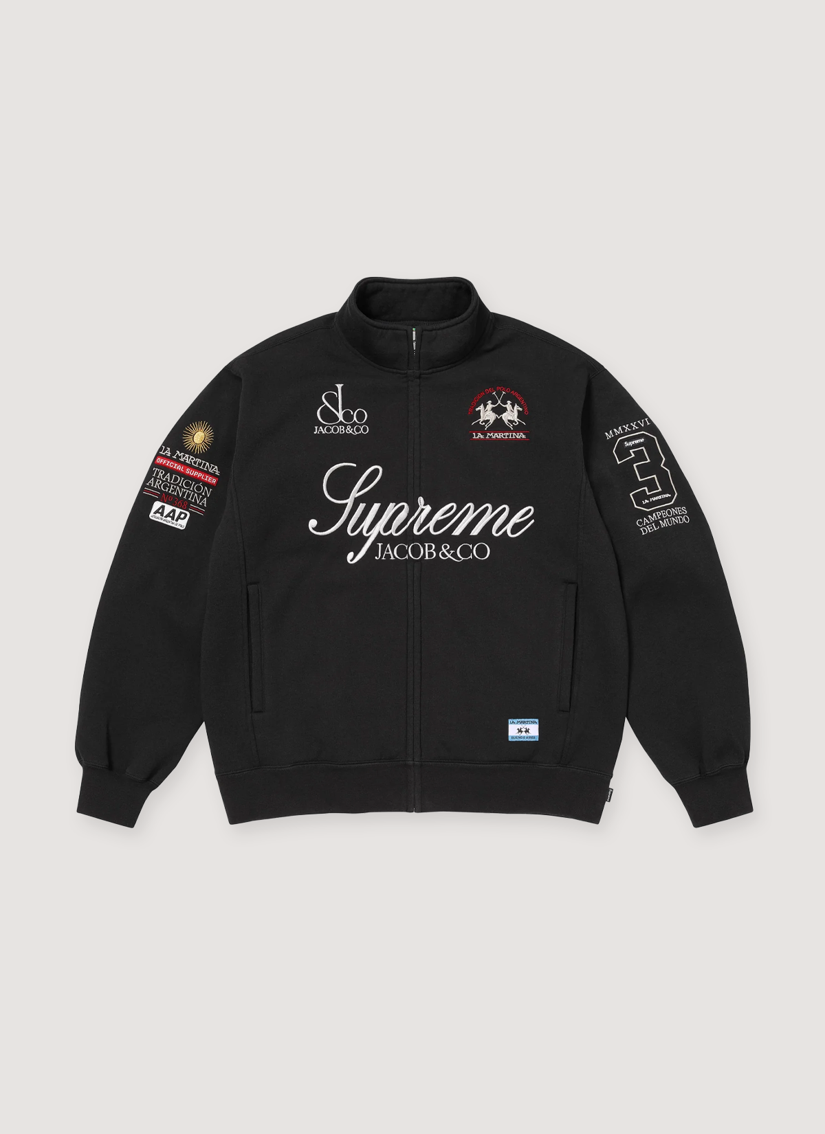 Supreme  La Martina Jacob & Co Zip Up Sweatshirt Black