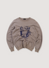 Undercover Angel U Sweater Grey (Pre-Owned), black printed logo graphic of an angel with a halo, ribbed collar, cuffs, and hem, front view